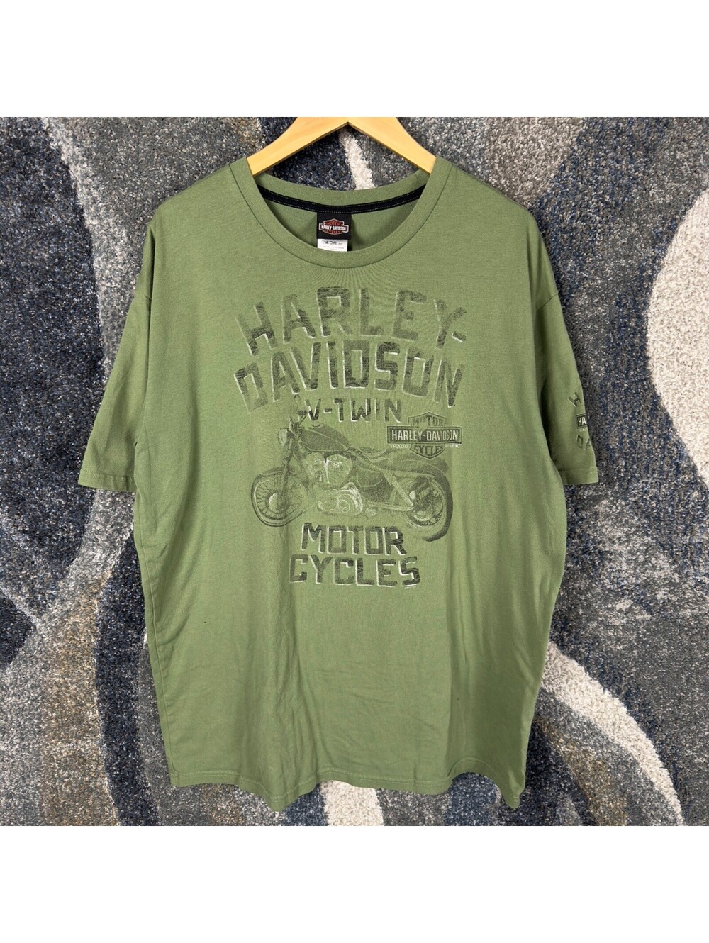 Harley-Davidson V-Twin T-Shirt Mens XL Olive Viking Land MN